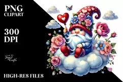 Digital Painting of Valentines Gnome on Cloud Product Image 2