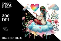 Boho Heart on Cloud, Colorful PNG Product Image 2
