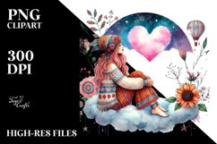 Boho Heart on Cloud, Colorful PNG Product Image 2