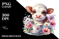 Baby Highland Cow with Cosmos, Transparent PNG Product Image 2