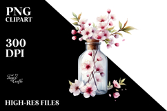 Colorful Bottle with Large Cherry Blossom | Clipart Product Image 2