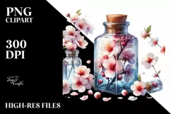 Colorful Bottle with Large Cherry Blossom | Clipart Product Image 3
