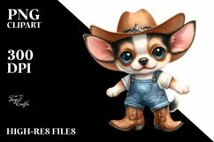 Happy Chihuahua Cowboy Boots Clipart Product Image 1