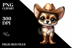 Happy Chihuahua Cowboy Boots Clipart Product Image 1