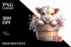 Cute Baby Highland Cow, PNG Product Image 1