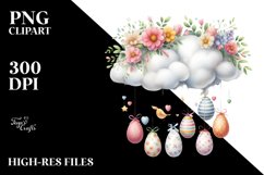 Cloud with Easter Eggs PNG Product Image 2