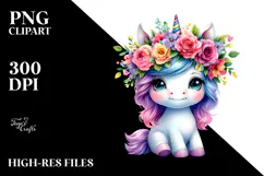 Cute Baby Unicorn, Vibrant PNG Product Image 2