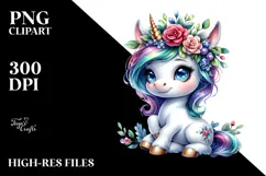 Cute Baby Unicorn, Vibrant PNG Product Image 2