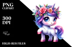 Cute Baby Unicorn, Vibrant PNG Product Image 2