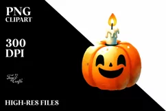 Funny Halloween Clipart with Candle PNG Product Image 1