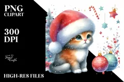 Christmas Cat with Santa Hat, PNG Product Image 3