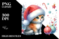 Christmas Cat with Santa Hat, PNG Product Image 2