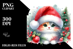 Christmas Cat with Santa Hat, PNG Product Image 2
