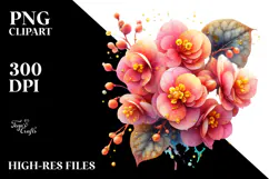 Golden Begonia with Details, PNG Product Image 2