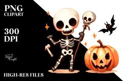 Simple Funny Skeleton Halloween Clipart Product Image 2