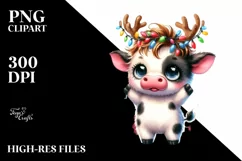 a Cute Watercolor Cow PNG Product Image 1