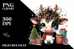 a Cute Watercolor Cow PNG Product Image 1
