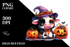 Cute Baby Cow Dressed for Halloween PNG Product Image 2