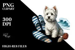 West Highland White Terrier Surf and Slippers Clipart Product Image 2