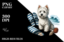 West Highland White Terrier Surf and Slippers Clipart Product Image 2