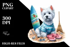 West Highland White Terrier Surf and Slippers Clipart Product Image 3