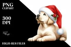 Labrador Retriever with Santa Hat PNG Product Image 1