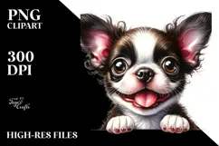 Baby Boston Terrier with Flowers PNG Product Image 2