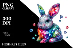 Colorful Diamond Bunny, High-Res PNG Product Image 2