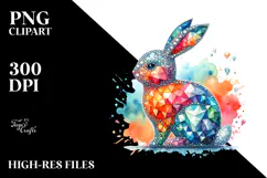 Colorful Diamond Bunny, Transparent PNG Product Image 2