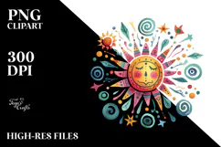 Watercolor Colorful Sun PNG Product Image 2