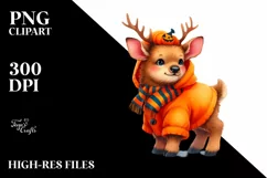 Simple Watercolor Vibrant Elk Halloween | Clipart Product Image 1