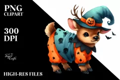 Simple Watercolor Vibrant Elk Halloween | Clipart Product Image 3