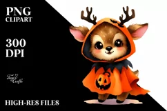 Simple Watercolor Vibrant Elk Halloween | Clipart Product Image 1