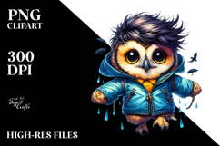 Cute Baby Owl with Cool Haircut, Style PNG Product Image 2