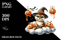 Halloween Otter on Cloud, Transparent PNG Product Image 2
