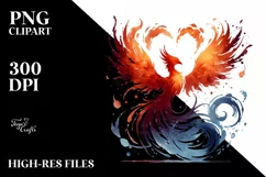 Simple Washed Watercolor Pheonix Bird PNG Product Image 2