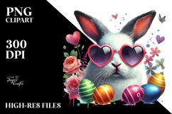 Easter Bunny with Heart Sunglasses PNG Product Image 2