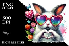 Easter Bunny with Heart Sunglasses PNG Product Image 2