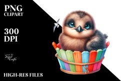 Colorful Baby Arctic Skua Wooden Bucket | Clipart Product Image 1
