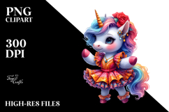 Colorful Baby Unicorn Flamenco Dancer PNG Product Image 2