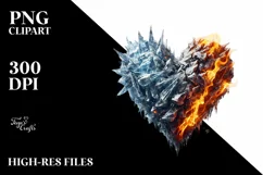 Distressed Heart of Fire and Ice PNG Product Image 2