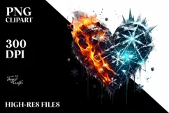 Fire and Ice Heart PNG Product Image 2