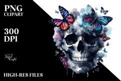 Skull Half of Butterfly Silhouettes PNG Product Image 2