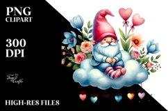 Gnome on Cloud with Hanging Hearts PNG Product Image 2