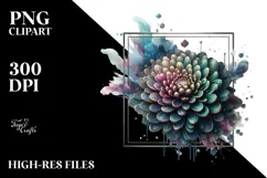 Glossy Chrysanthemum Watercolor Splash PNG Product Image 2