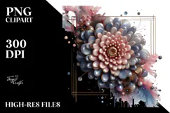 Glossy Chrysanthemum Watercolor Splash PNG Product Image 2
