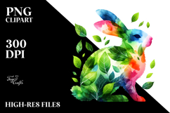 Vibrant Bunny with Plant Leaves PNG Product Image 2