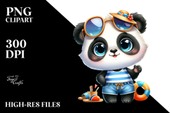 Cute Panda Beach Excitement Clipart Product Image 2