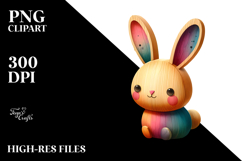Colorful Bunny Made of Wood PNG Product Image 2