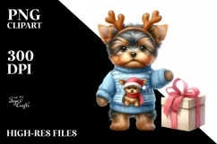 a Cute Watercolor Yorkshire Terrier PNG Product Image 1